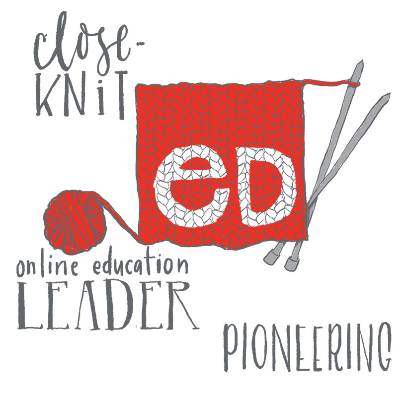 Yarn and knitting needles represent close knit online education leader